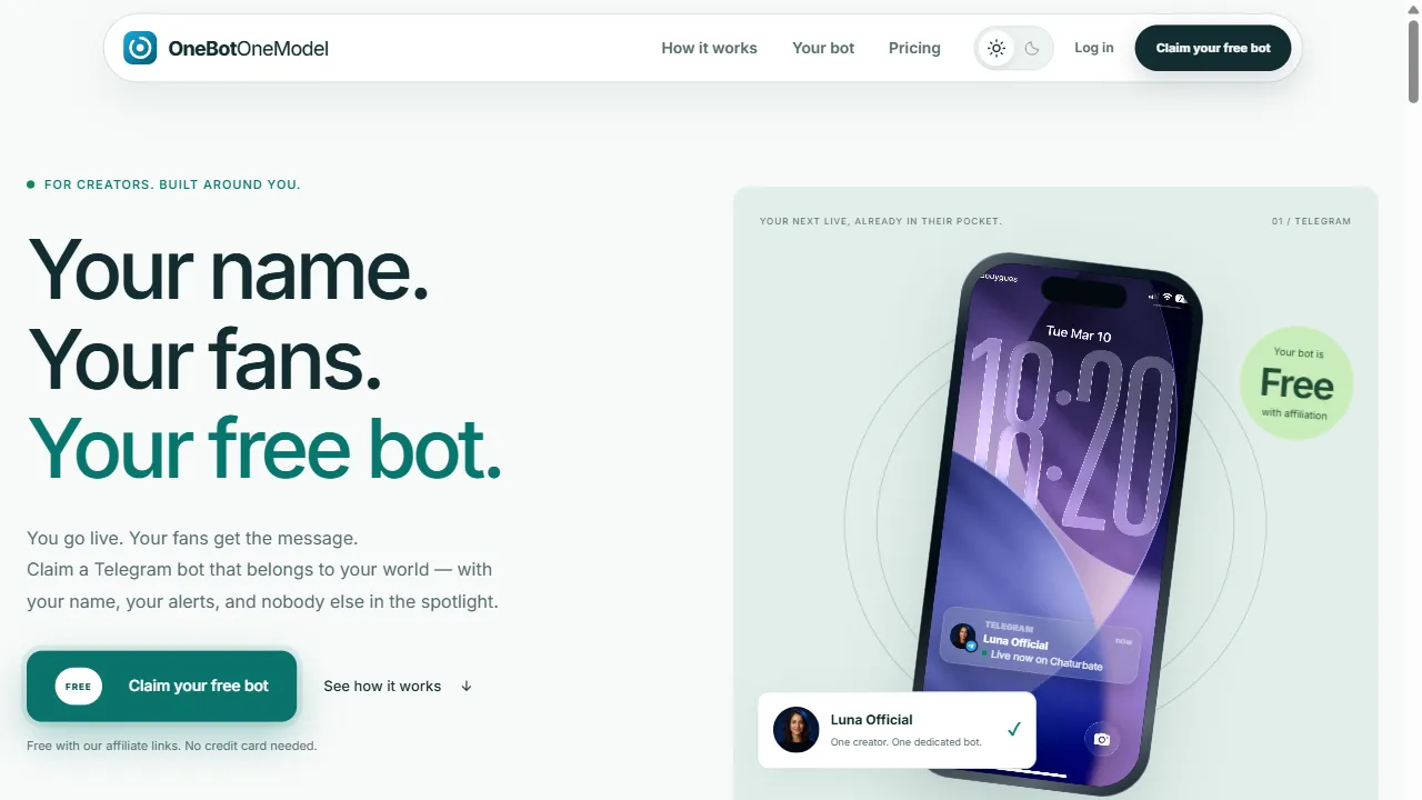Screenshot of One Bot One Model